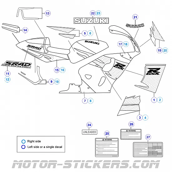 Suzuki GSX-R 750 1996-1997 adesivi