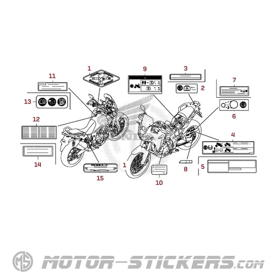 Honda Africa Twin CRF 1000 2016 - Waarschuwingslabels
