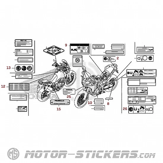 Honda Africa Twin CRF 1000 2017 - Caution Labels