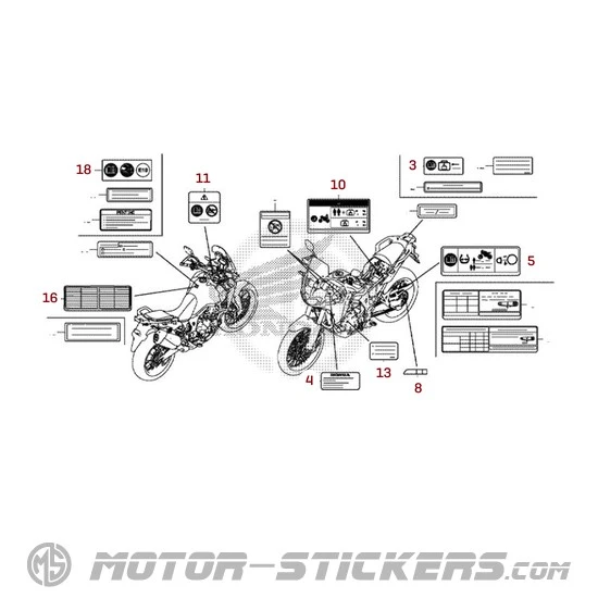 Honda Africa Twin CRF 1000 2018 - Etiquetas de precaución