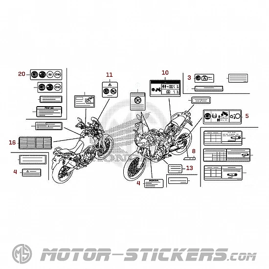 Honda Africa Twin CRF 1000 2019 - Caution Labels