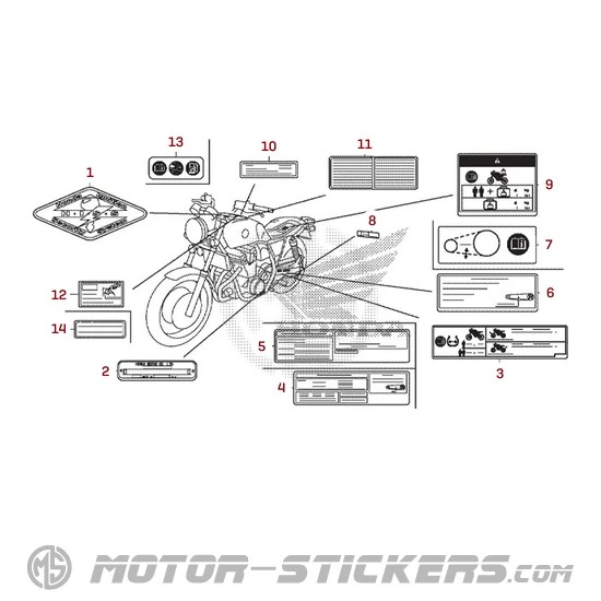 Honda CB1100 2015 - Etichette di avvertenza