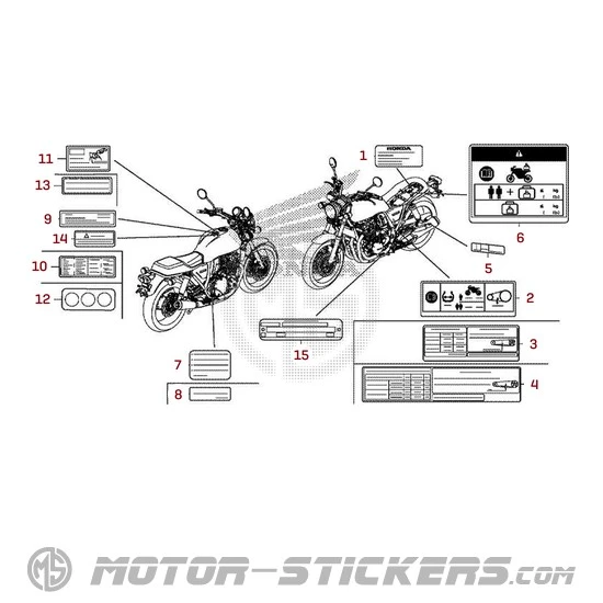 Honda CB1100 2018 - Waarschuwingslabels
