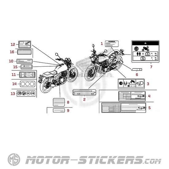 Honda CB1100 2019 - Etiquetas de precaución