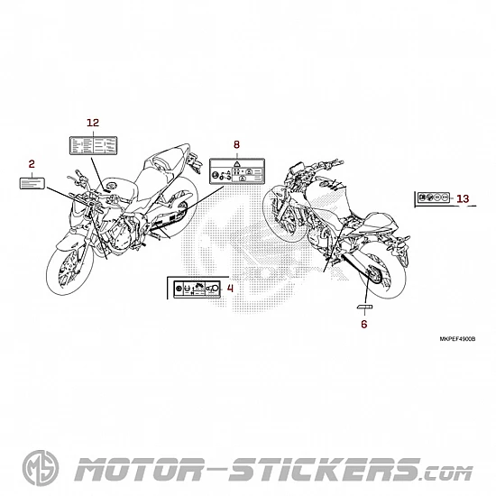 Honda CB500F 2022 - Etiquetas de precaución