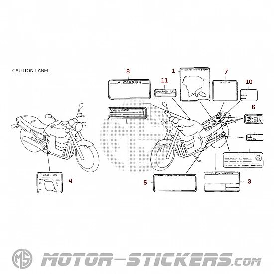 Honda CB750 NIGHTHAWK 1992 - Etiquetas de precaución