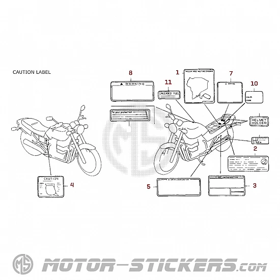 Honda CB750 NIGHTHAWK 1995 - Waarschuwingslabels
