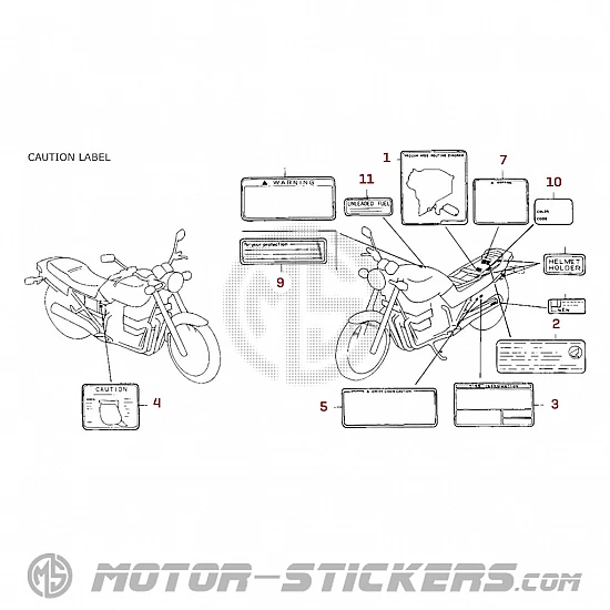Honda CB750 NIGHTHAWK 1998 - Waarschuwingslabels