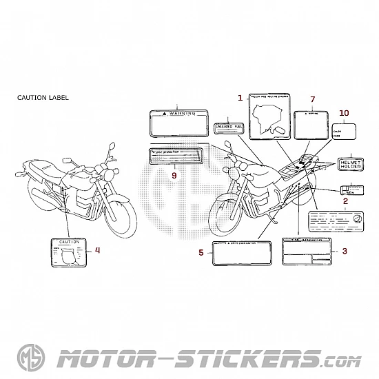 Honda CB750 NIGHTHAWK 1999 - Etiquetas de precaución