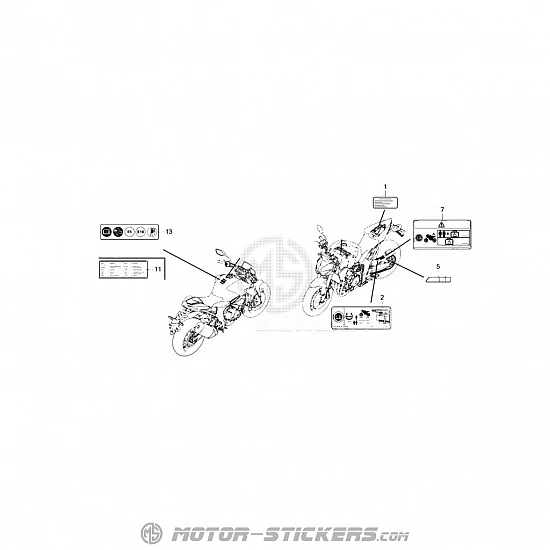 Honda CB 1000 Hornet 2025 - Étiquettes d'avertissement