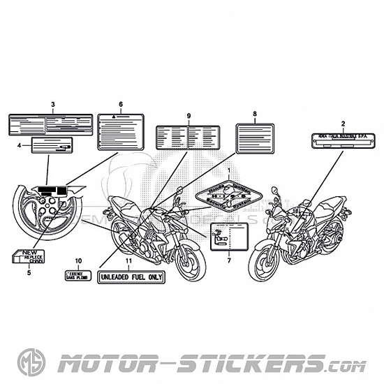 Honda CB 1000R 2009 - Etichette di avvertenza