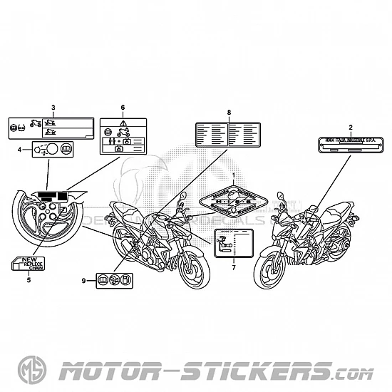 Honda CB 1000R 2010 - Etichette di avvertenza