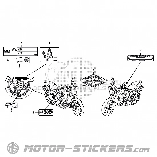 Honda CB 1000R 2012 - Waarschuwingslabels