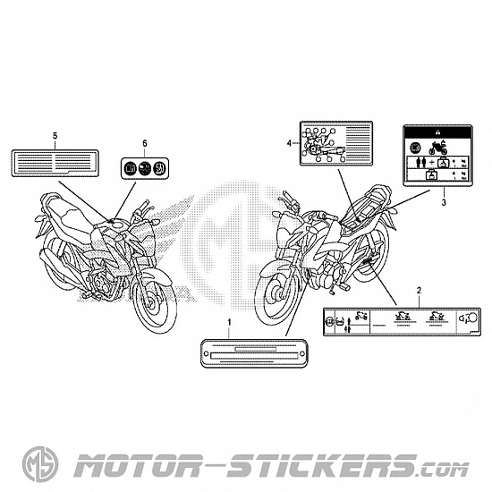 Honda CB 125F 2015 - Waarschuwingslabels