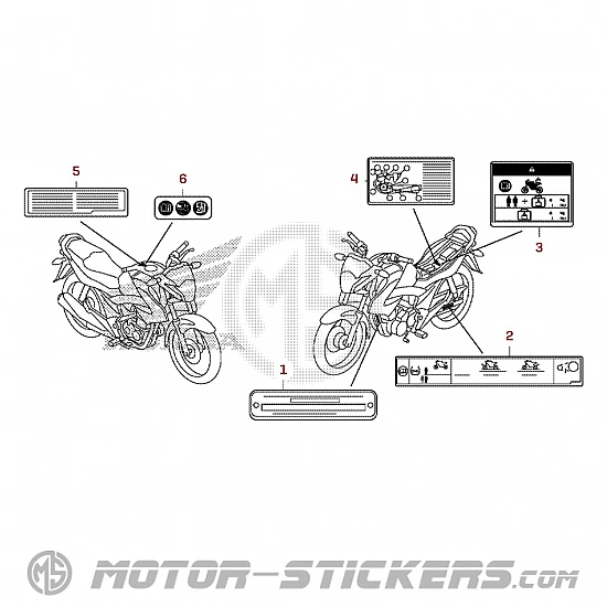 Honda CB 125F 2016 - Waarschuwingslabels