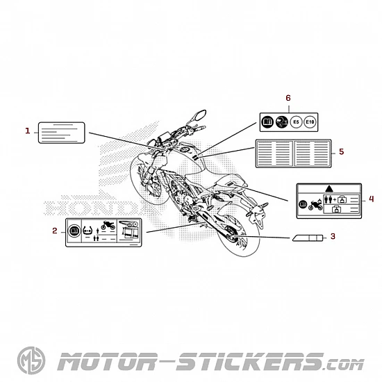 Honda CB 125F 2023 - Caution Labels