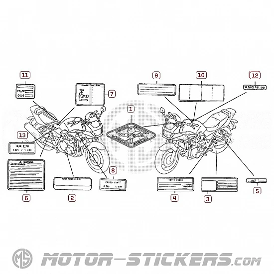 Honda CB 1300S 2005 - Étiquettes d'avertissement