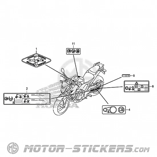 Honda CB 500F 2013 - Waarschuwingslabels
