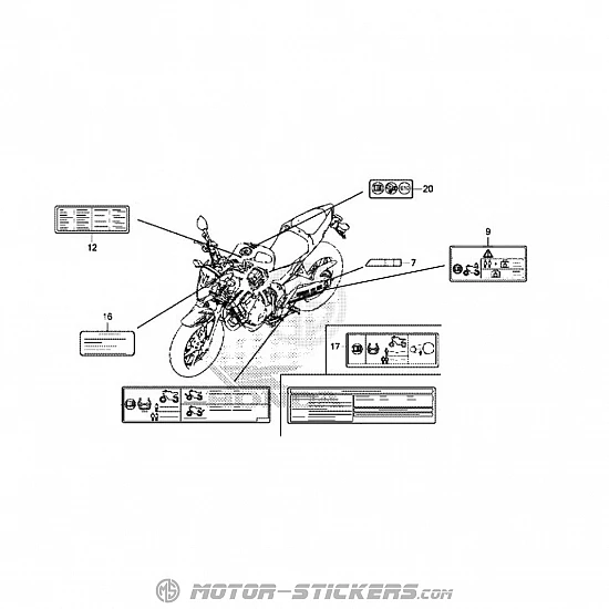 Honda CB 500F 2018 - Etiquetas de precaución