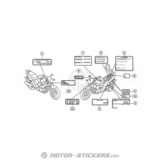 Honda CB 500S 1998 - Caution Labels