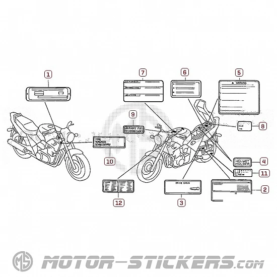 Honda CB 500S 2001 - Naklejki ostrzegawcze