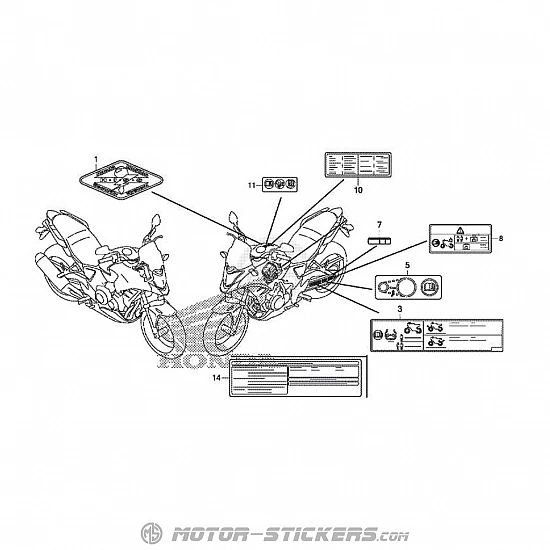 Honda CB 500X 2014 - Etichette di avvertenza