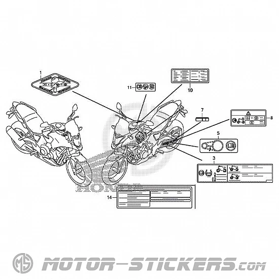 Honda CB 500X 2014 - Etichette di avvertenza