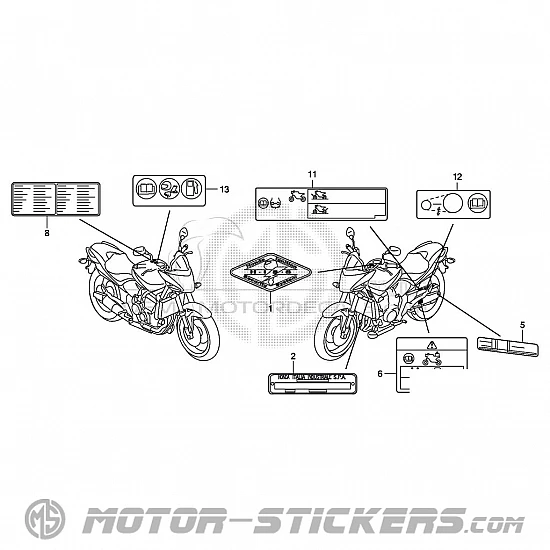 Honda CB 600F Hornet 2010 - Étiquettes d'avertissement