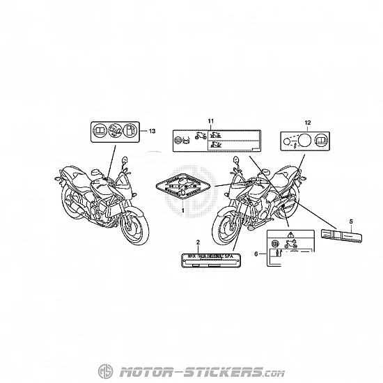 Honda CB 600F Hornet 2011 - Etichette di avvertenza