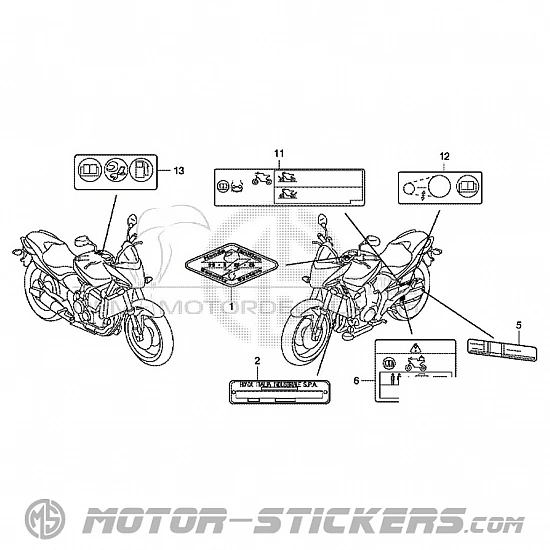 Honda CB 600F Hornet 2011 - Etichette di avvertenza