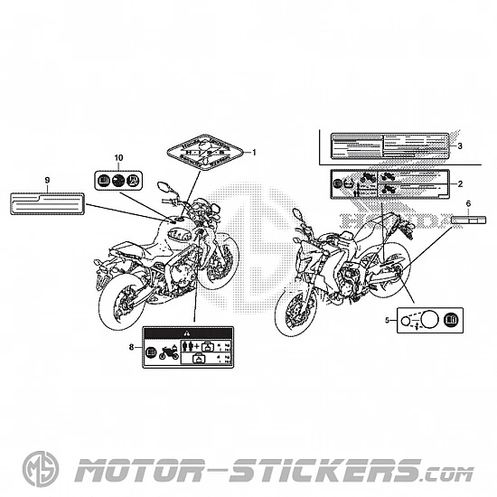 Honda CB 650F 2014 - Étiquettes d'avertissement