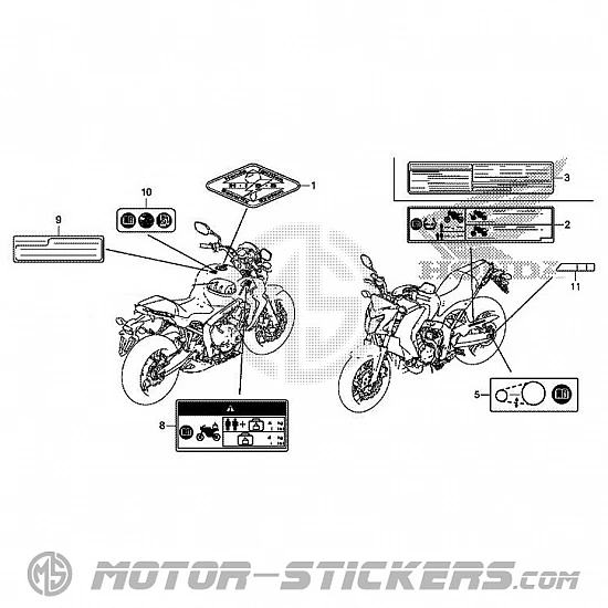 Honda CB 650F 2016 - Etiquetas de precaución