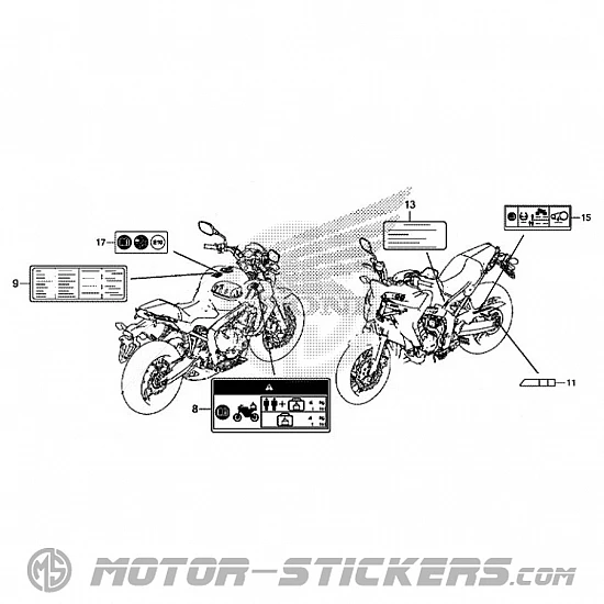 Honda CB 650F 2018 - Etichette di avvertenza