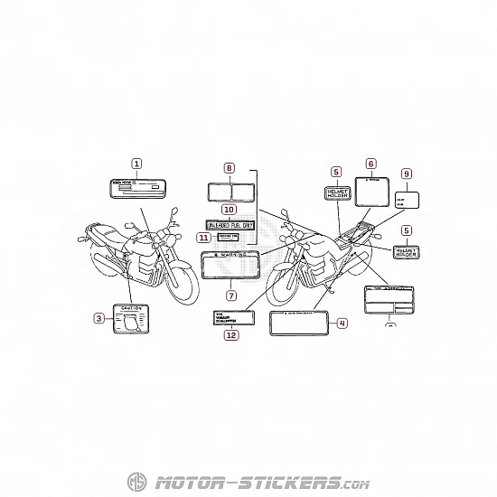Honda CB 750 Sevenfifty 1993 - Caution Labels