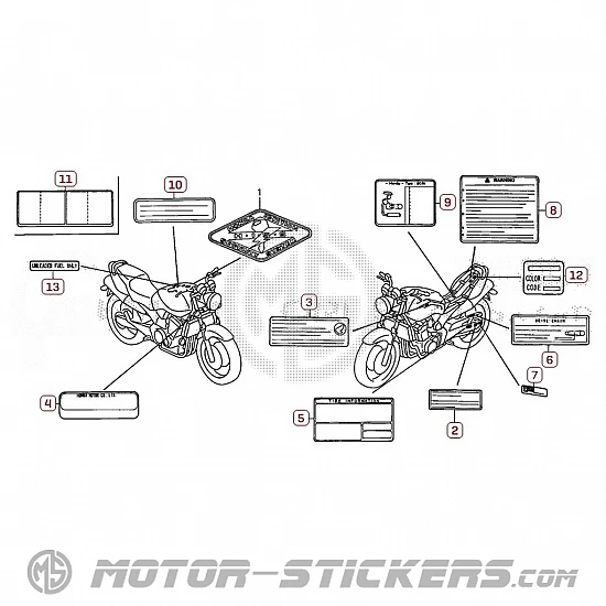 Honda CB 900F Hornet 2003 - Caution Labels