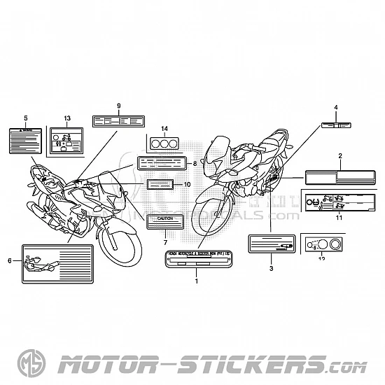 Honda CBF 125 2009 - Naklejki ostrzegawcze