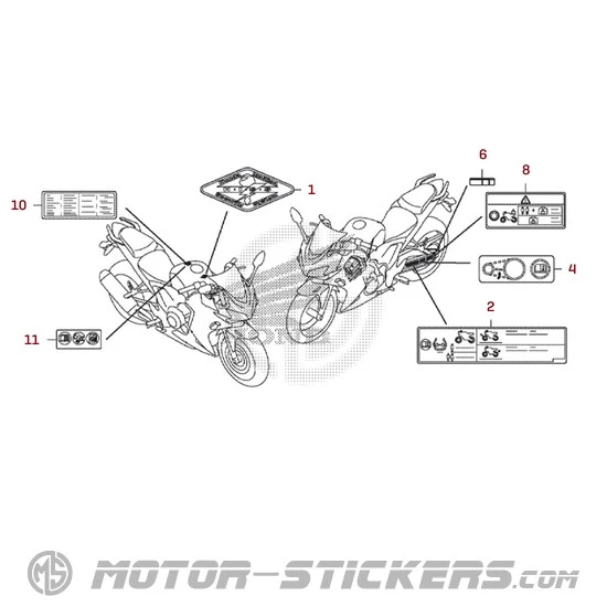 Honda CBR500R 2014 - Étiquettes d'avertissement
