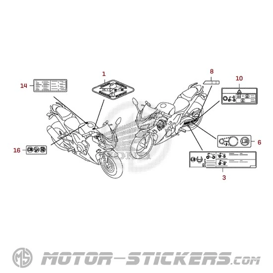 Honda CBR500R 2015 - Etichette di avvertenza