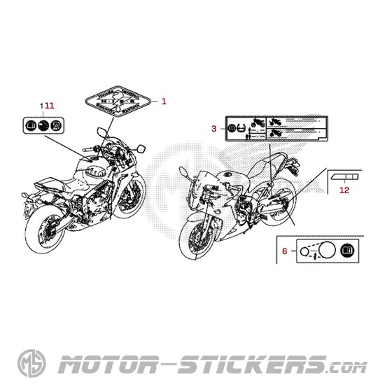 Honda CBR650F 2015 - Étiquettes d'avertissement
