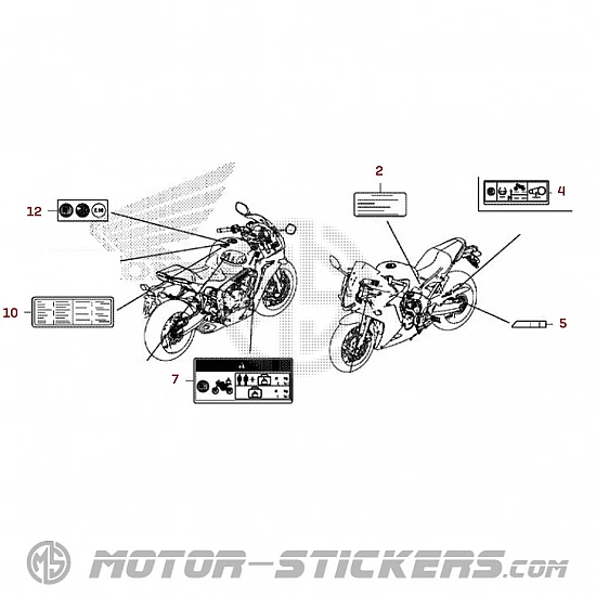 Honda CBR650F 2018 - Etiquetas de precaución