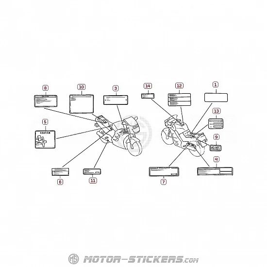Honda CBR 1000F 1992 - Caution Labels