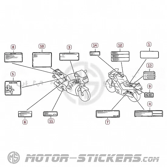 Honda CBR 1000F 1992 - Caution Labels
