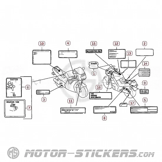 Honda CBR 1000F 2000 - Waarschuwingslabels