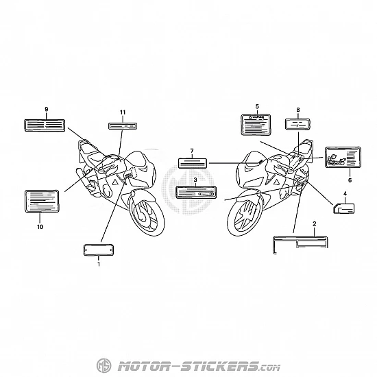 Honda CBR 125R 2007 - Etiquetas de precaución
