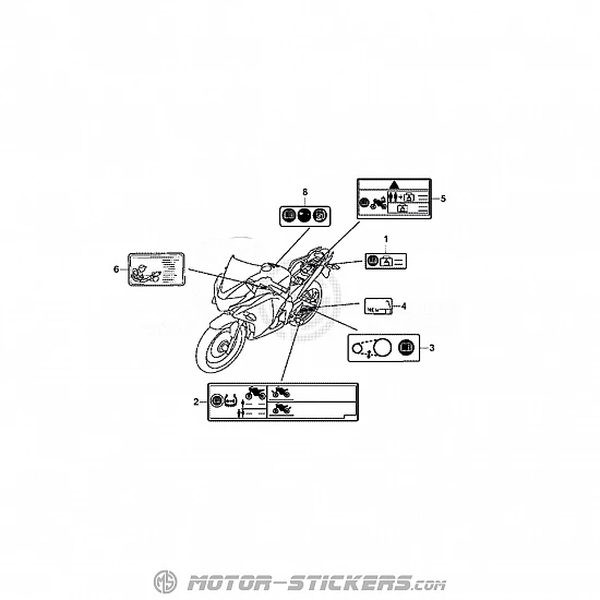 Honda CBR 125R 2011 - Etiquetas de precaución