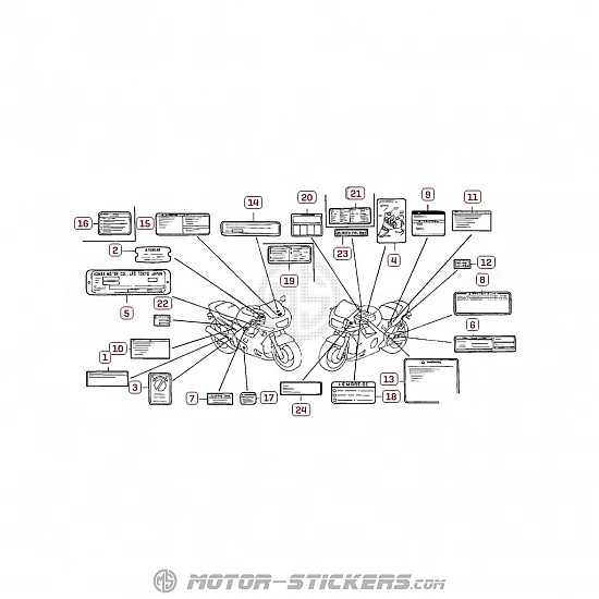 Honda CBR 600F 1993 - Etiquetas de precaución