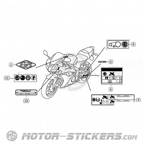 Honda CBR 600RR 2012 - Waarschuwingslabels