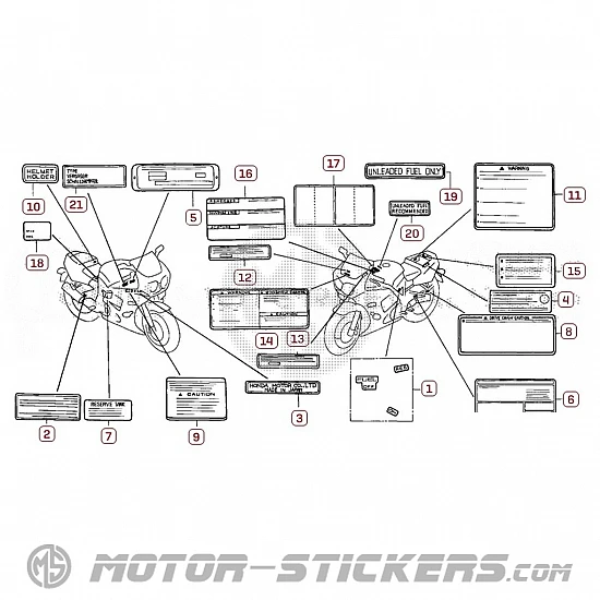 Honda CBR 900RR 1995 - Etichette di avvertenza
