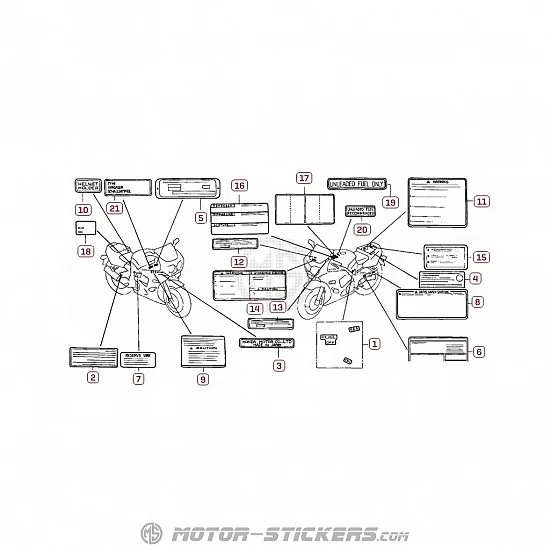 Honda CBR 900RR 1997 - Etichette di avvertenza