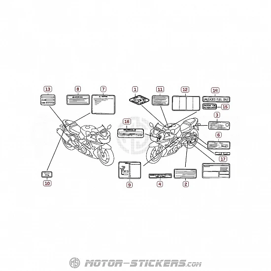 Honda CBR 954RR 2002 - Etichette di avvertenza
